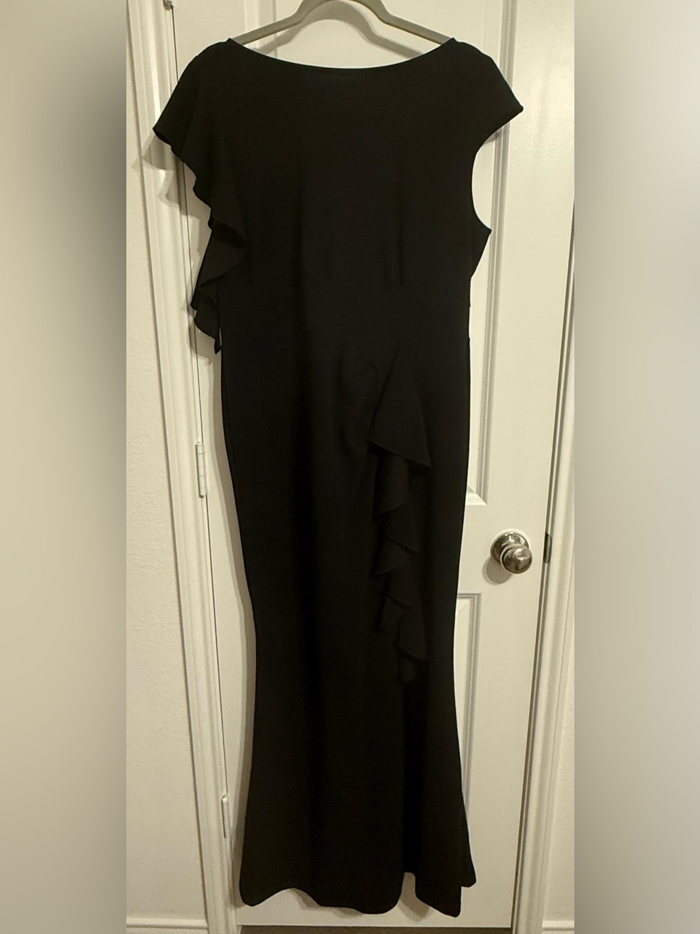 Elegant Black Ruffle-Accent Maxi Dress